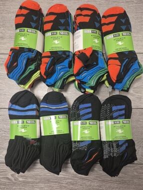 ★2 Packs For $20★ Athletic Works Multi Color 10pairs Mens Low Cut Socks 7-11 NEW